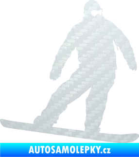 Samolepka Snowboard 034 pravá 3D karbon bílý