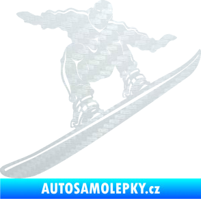 Samolepka Snowboard 038 pravá 3D karbon bílý