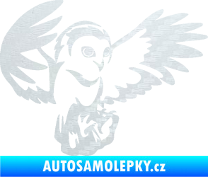 Samolepka Sova 006 pravá 3D karbon bílý