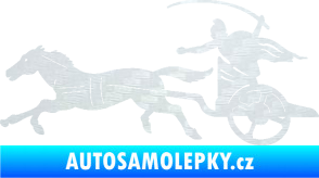 Samolepka Sparťanský bojovník 001 levá bojový vůz s koněm 3D karbon bílý