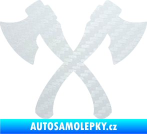 Samolepka Spojené sekery 3D karbon bílý