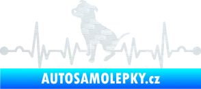 Samolepka Srdeční tep 007 levá pitbull 3D karbon bílý