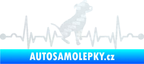 Samolepka Srdeční tep 007 pravá pitbull 3D karbon bílý