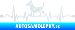 Samolepka Srdeční tep 008 levá pes bulteriér 3D karbon bilý