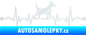 Samolepka Srdeční tep 008 pravá pes bulteriér 3D karbon bilý