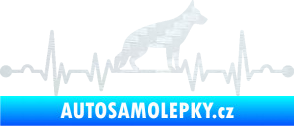 Samolepka Srdeční tep 014 pravá německý ovčák 3D karbon bílý