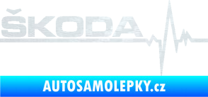 Samolepka Srdeční tep 034 levá Škoda 3D karbon bílý