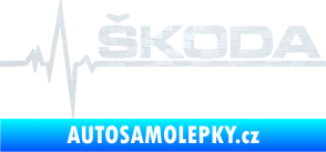 Samolepka Srdeční tep 034 pravá Škoda 3D karbon bílý