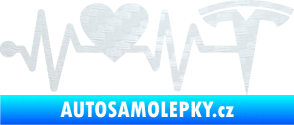 Samolepka Srdeční tep 043 pravá Tesla 3D karbon bílý
