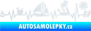Samolepka Srdeční tep 094 levá dovolená u moře 3D karbon bílý