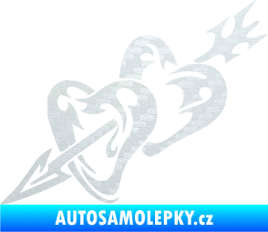 Samolepka Srdíčka 001 levá se šípem 3D karbon bílý