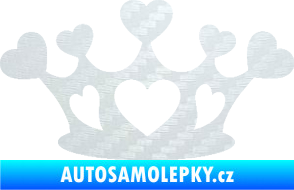 Samolepka Srdíčka korunka 3D karbon bílý