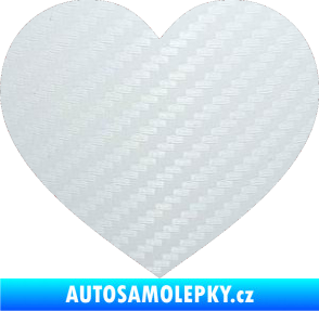 Samolepka Srdíčko 002 3D karbon bílý