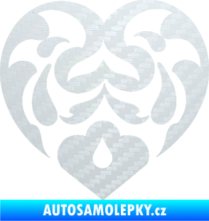Samolepka Srdíčko 007 3D karbon bílý