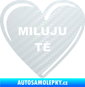 Samolepka Srdíčko 015 miluju tě 3D karbon bílý