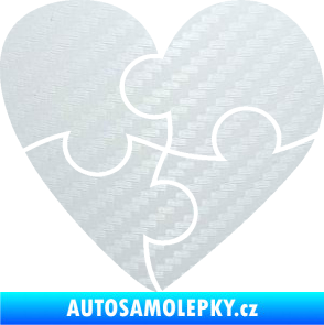 Samolepka Srdíčko 018 pravá puzzle 3D karbon bílý