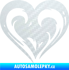 Samolepka Srdíčko 021 levá 3D karbon bílý