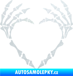 Samolepka Srdíčko z kostí 3D karbon bílý