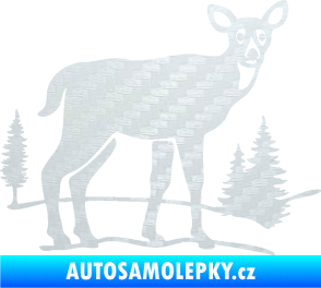 Samolepka Srna 002 pravá s krajinou 3D karbon bílý