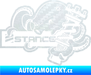 Samolepka Stance nápis s chobotnicí 3D karbon bílý