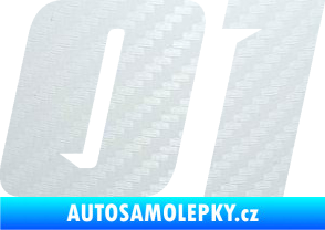 Samolepka Startovní číslo 01 typ 6 3D karbon bílý