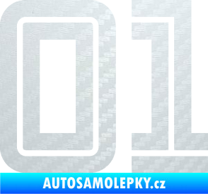Samolepka Startovní číslo 01 typ 7 3D karbon bílý