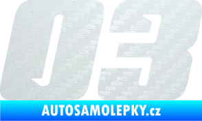 Samolepka Startovní číslo 03 typ 6 3D karbon bílý