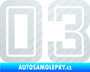 Samolepka Startovní číslo 03 typ 7 3D karbon bílý