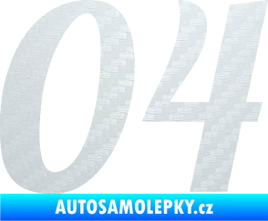 Samolepka Startovní číslo 04 typ 3 3D karbon bílý