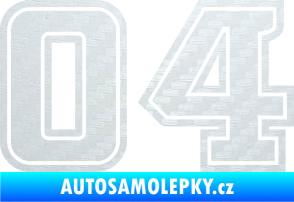 Samolepka Startovní číslo 04 typ 5 3D karbon bílý
