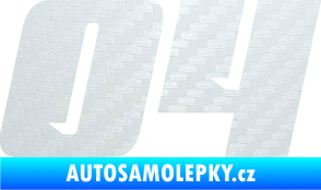 Samolepka Startovní číslo 04 typ 6 3D karbon bílý