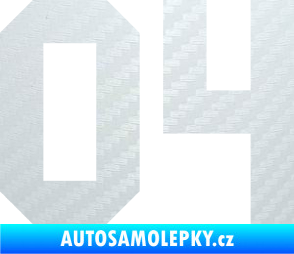 Samolepka Startovní číslo 04 3D karbon bílý