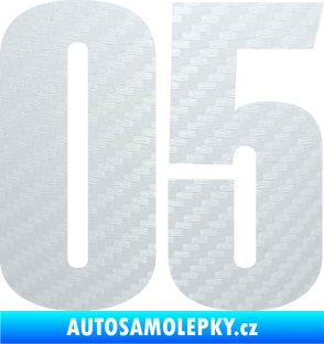 Samolepka Startovní číslo 05 typ 2 3D karbon bílý