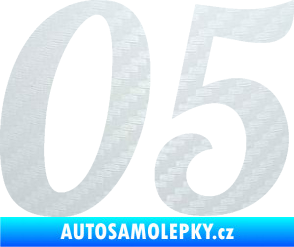Samolepka Startovní číslo 05 typ 3 3D karbon bílý