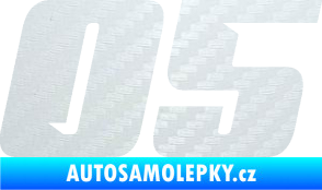 Samolepka Startovní číslo 05 typ 6 3D karbon bílý