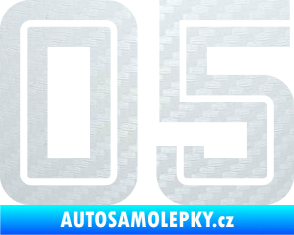 Samolepka Startovní číslo 05 typ 7 3D karbon bílý
