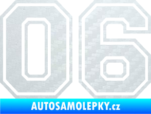 Samolepka Startovní číslo 06 typ 4 3D karbon bílý