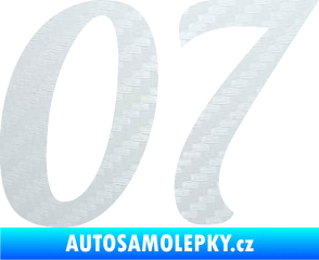 Samolepka Startovní číslo 07 typ 3 3D karbon bílý