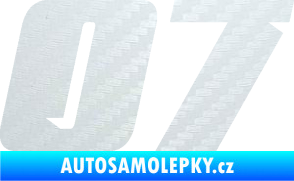 Samolepka Startovní číslo 07 typ 6 3D karbon bílý