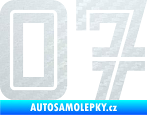 Samolepka Startovní číslo 07 typ 7 3D karbon bílý