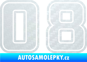 Samolepka Startovní číslo 08 typ 5 3D karbon bílý