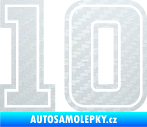 Samolepka Startovní číslo 10 typ 5 3D karbon bílý