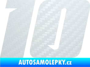 Samolepka Startovní číslo 10 typ 6 3D karbon bílý