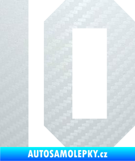 Samolepka Startovní číslo 10 3D karbon bílý