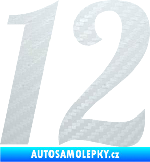 Samolepka Startovní číslo 12 typ 3    3D karbon bílý