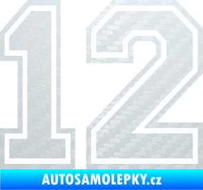 Samolepka Startovní číslo 12 typ 4 3D karbon bílý