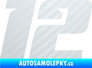 Samolepka Startovní číslo 12 typ 6 3D karbon bílý