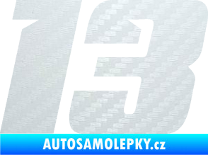 Samolepka Startovní číslo 13 typ 6 3D karbon bílý