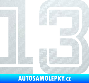 Samolepka Startovní číslo 13 typ 7 3D karbon bílý
