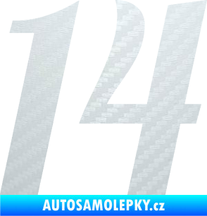 Samolepka Startovní číslo 14 typ 3      3D karbon bílý